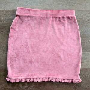 ✝️ Altar’d State | Pink Velour Ruffled Mini Skirt